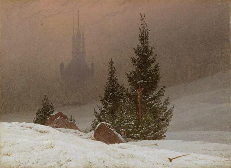 Caspar David Friedrich Winter Landscape with Church (mk10) Germany oil painting art